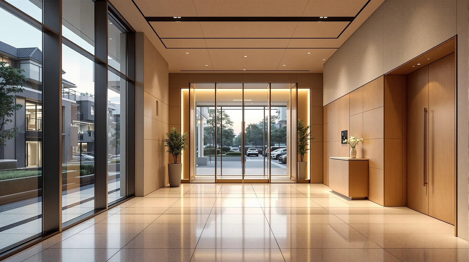 スマートロック 電源方式 選び方 - Contemporary Japanese office building main entranc