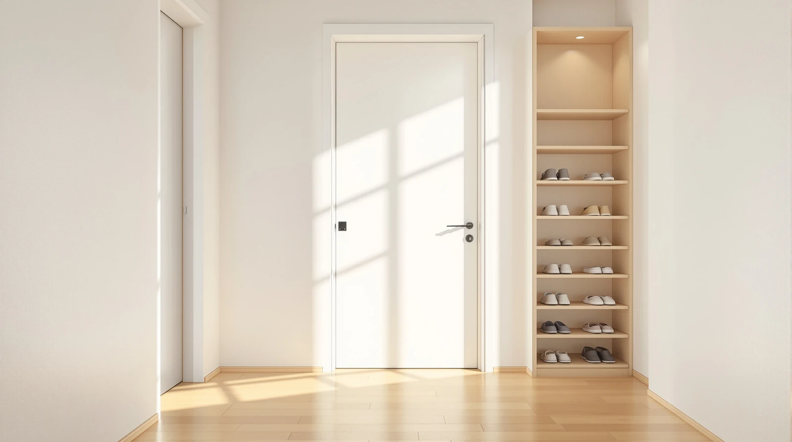 スマートロック 導入 失敗 事例 - Bright Japanese apartment entrance hallway with wh