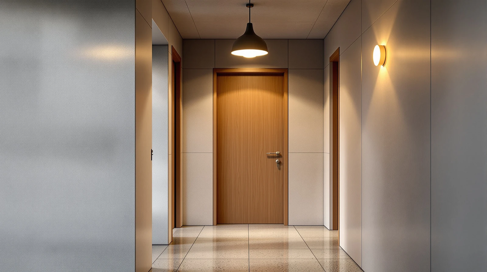 防犯 鍵 選び方 基準 - Modern Japanese apartment entrance corridor with c